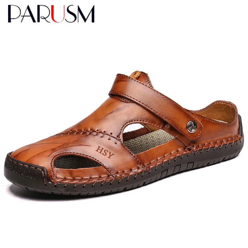 Summer Sandals Men Leather Classic Roman Sandals 2023 Slipper Outdoor Sneaker Beach Rubber Flip Flops Men Water Trekking Sandals