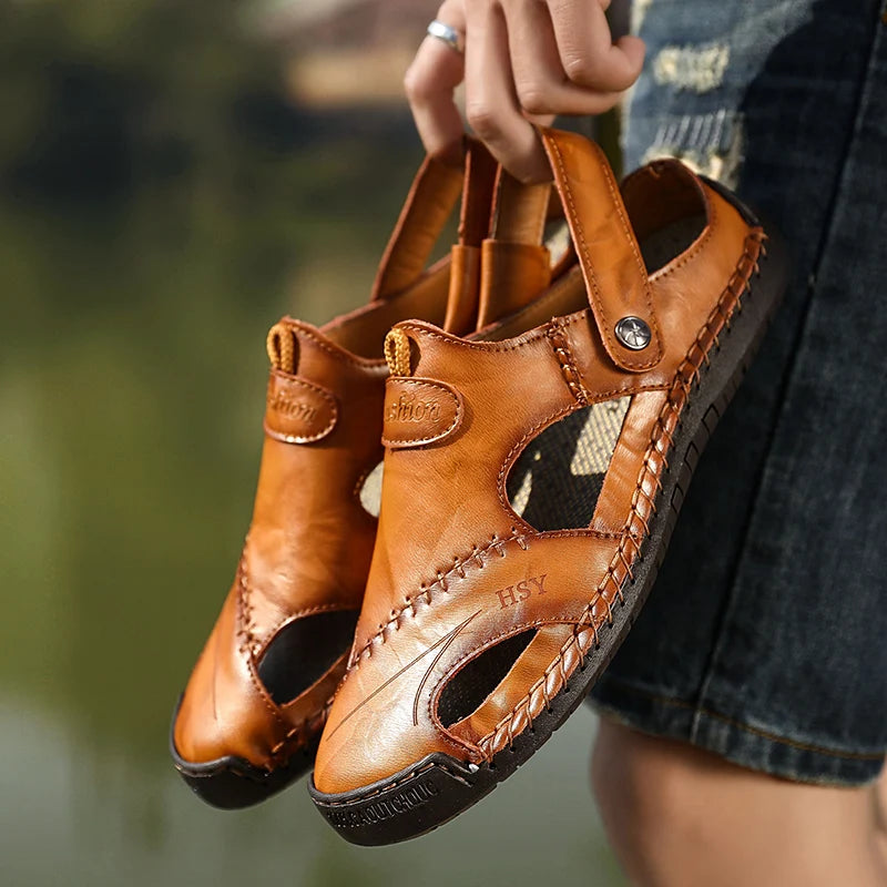 Summer Sandals Men Leather Classic Roman Sandals 2023 Slipper Outdoor Sneaker Beach Rubber Flip Flops Men Water Trekking Sandals